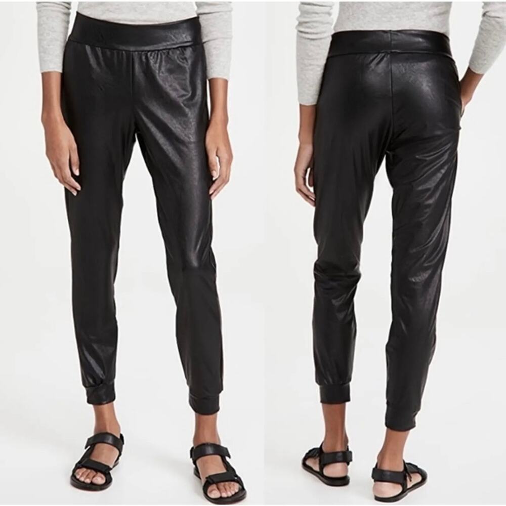 REVOLVE Commando Women's Black Comfort Stretch Vegan Leather Jogger Pants Size M
